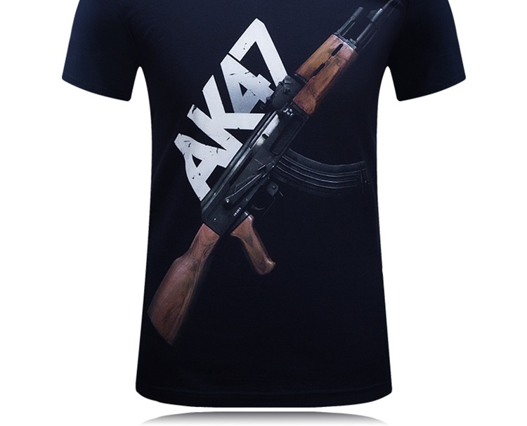 2020 Summer 3D T-Shirts Men Printed AK 47 Gun Funny Tops Casual Short sleeve T Shirt Cotton O-Neck Male Punk Tees 5XL 6XL