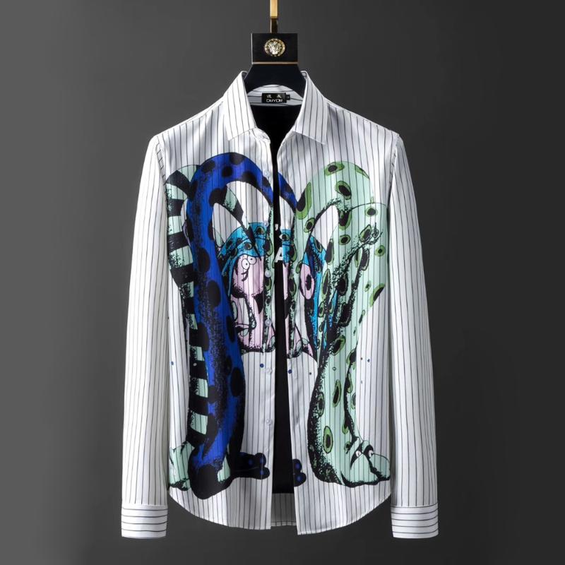 DUYOU Mens Cotton Shirt Men Dress Shirt Men Striped abstract animal print High Quality Slim Fit Casual Shirts 2913, White 
DUYOU Mens Cotton Shirt Men Dress Shirt Men Striped abstract animal print High Quality Slim Fit Casual Shirts 2913, White
