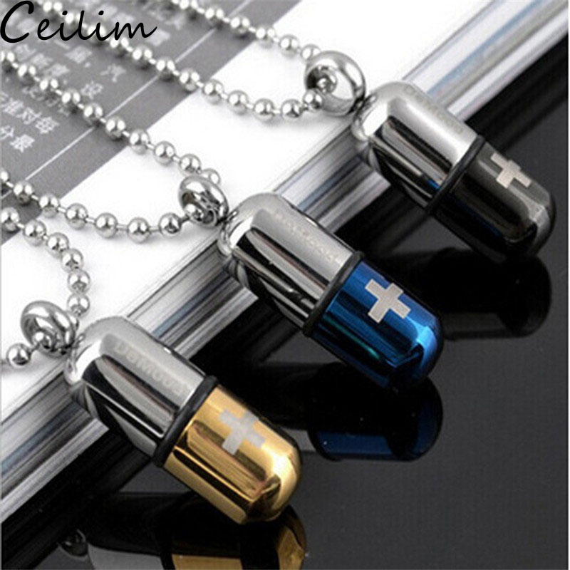 Fashion Men's Punk Open Capsule Necklace Perfume Bottle Pill Cross Stainless Steel Pendants Chain For Women Jewelry Creative Gift
Fashion Men's Punk Open Capsule Necklace Perfume Bottle Pill Cross Stainless Steel Pendants Chain For Women Jewelry Creative Gift