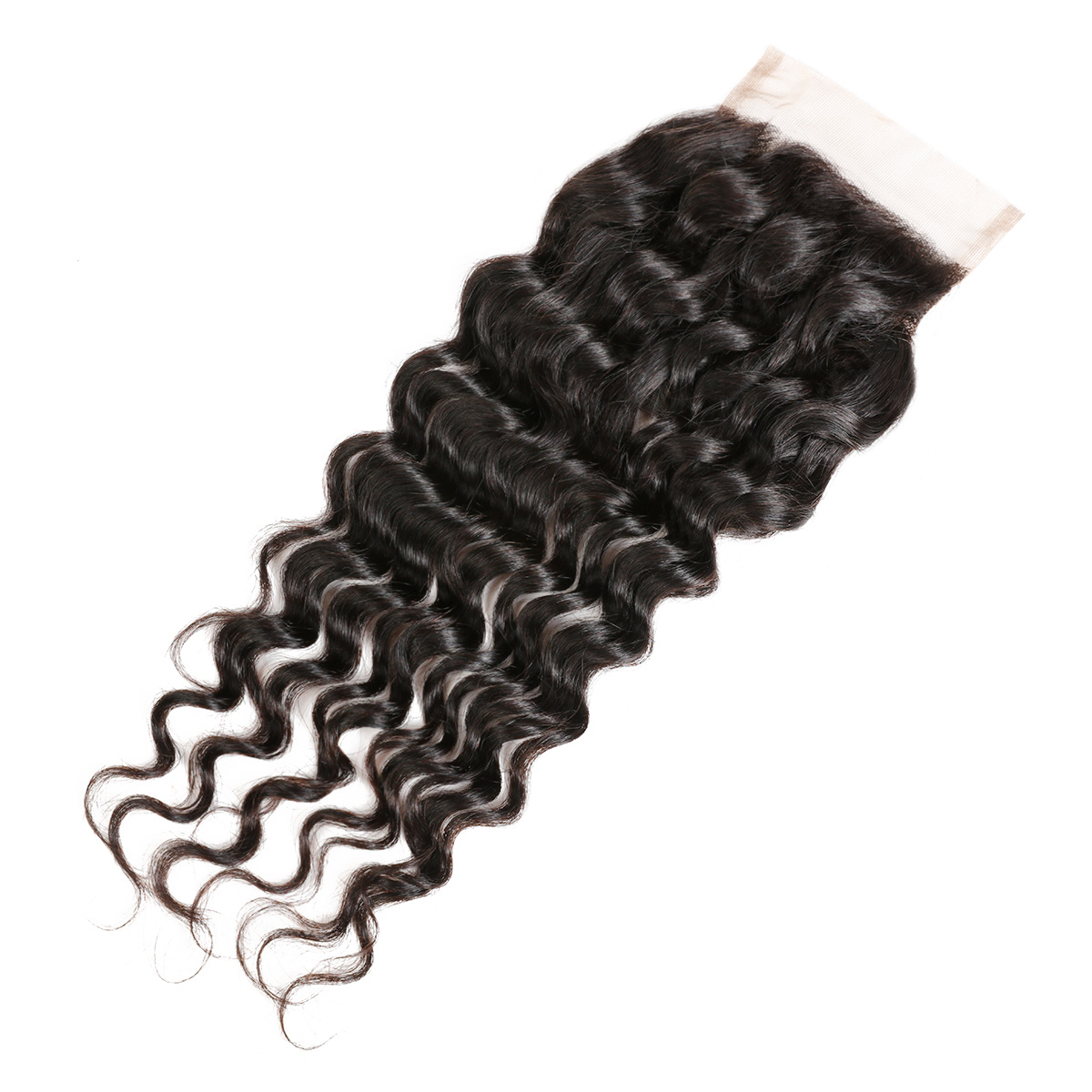 Ishow 4Bundles 8-28 inch Remy Human Hair Bundles with Closure For Women All Ages 9A Loose Deep Curly Body Wave Straight Color 1B Black