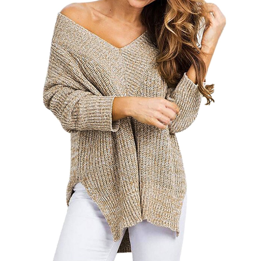 Split Hem Sweater Pullover Women V Neck Long Sleeve Casual Sweaters Autumn Winter Loose Solid Knitted Jumper Sweater Pull Femme, Beige
Split Hem Sweater Pullover Women V Neck Long Sleeve Casual Sweaters Autumn Winter Loose Solid Knitted Jumper Sweater Pull Femme, Beige