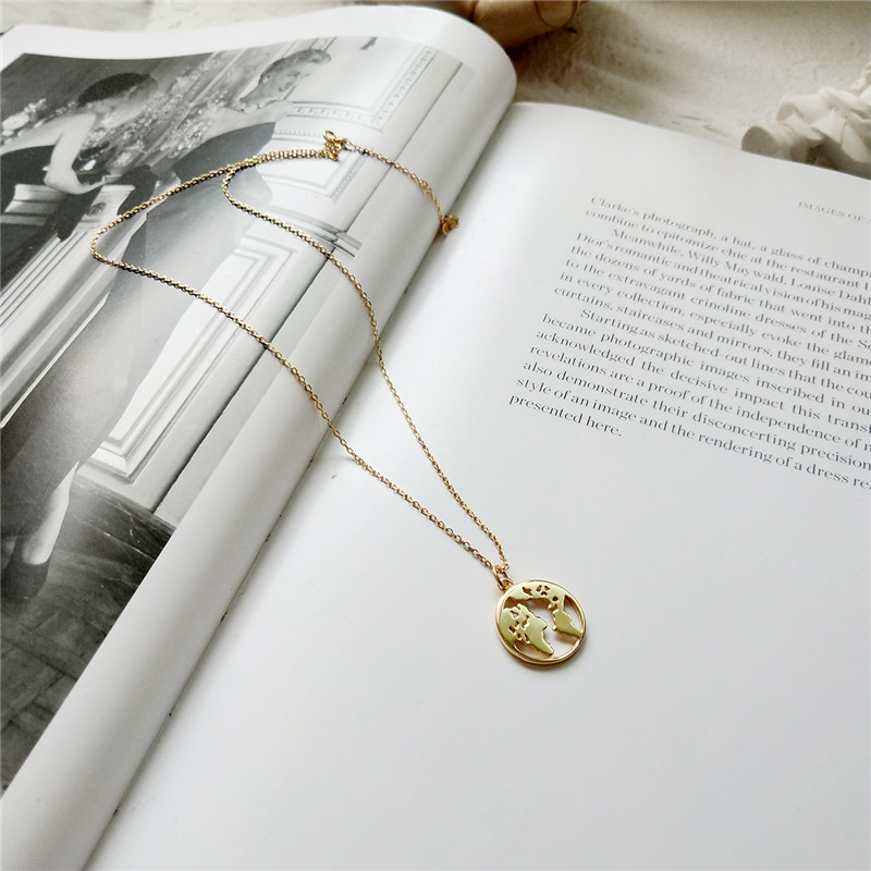 925 Sterling Silver Hollow World Map Pendant Necklace For Women Fine Jewelry Necklace Men Charms Lovers Gift