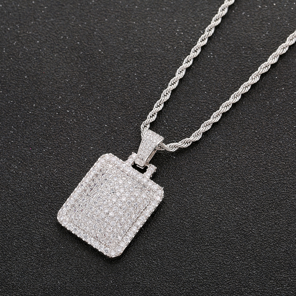 Men Iced Out Dog Tag Pendant Necklace With Free Rope Chain Cubic Zircon Charms Hip Hop Jewelry
Men Iced Out Dog Tag Pendant Necklace With Free Rope Chain Cubic Zircon Charms Hip Hop Jewelry