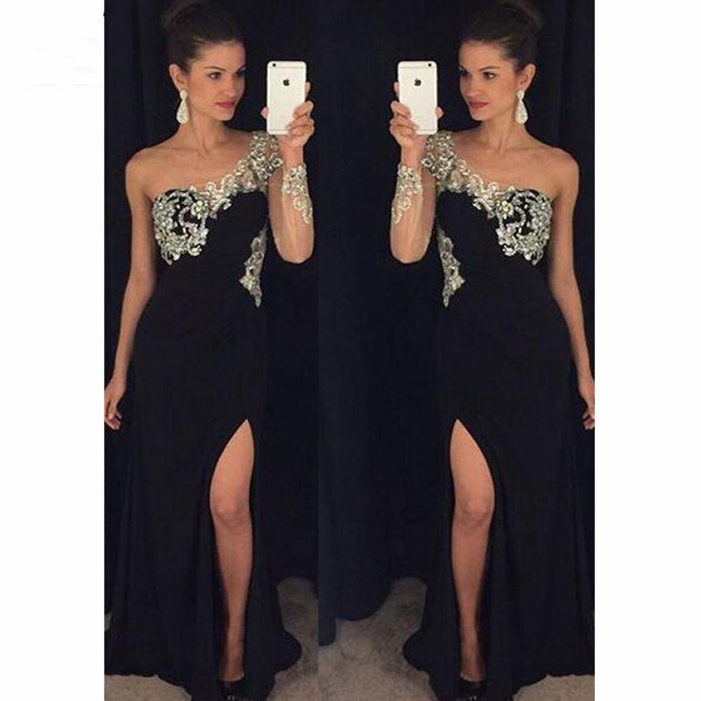 One Shoulder Evening Dresses Long with Crystals Beaded Long Sleeves Front Slit Chiffon Evening Party Dress for Women, Orange
One Shoulder Evening Dresses Long with Crystals Beaded Long Sleeves Front Slit Chiffon Evening Party Dress for Women, Orange