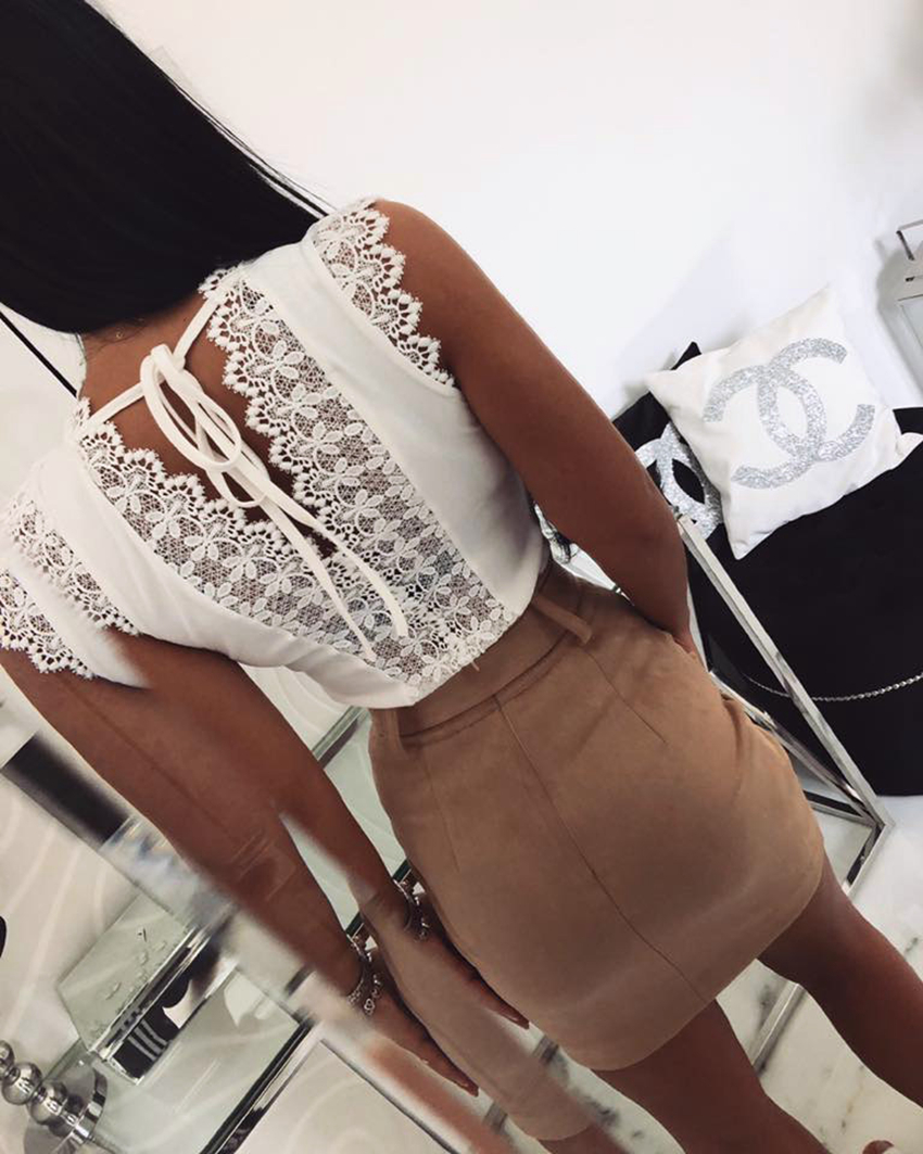 Spot 2021 European Slim Solid Color Turtleneck V-neck Sleeveless Lace Casual T-Shirt Vest support mixed batch