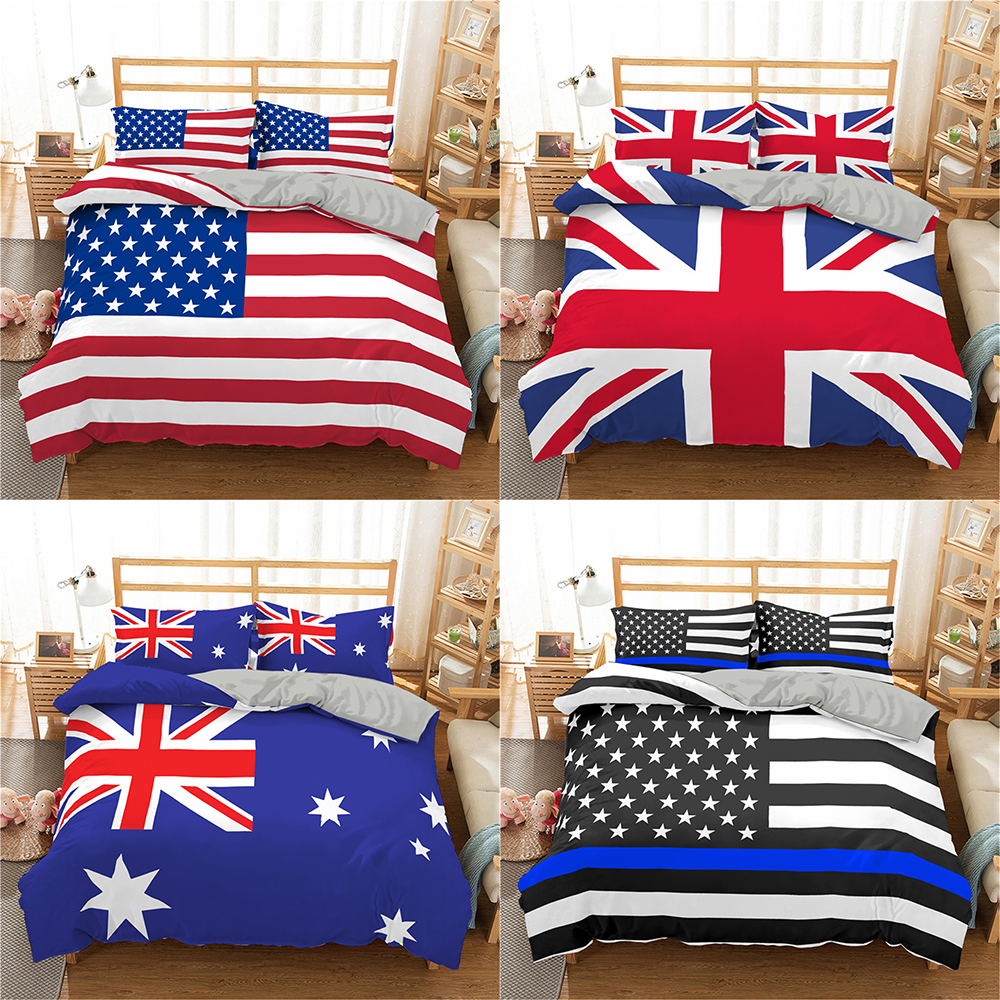 Homesky Stars Stripes Flag Bedding Set American Flag 3D Duvet Cover King Queen Bedding United Kingdom Bedclothes, Cd173-1
Homesky Stars Stripes Flag Bedding Set American Flag 3D Duvet Cover King Queen Bedding United Kingdom Bedclothes, Cd173-1
