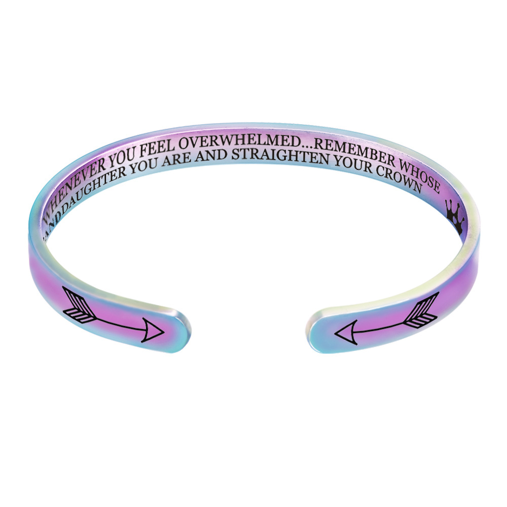 Fashion 6mm Personalized Cuff Bracelet remember whose daughter you are Engraved Titanium Steel Bangle Gifts For Women Girls