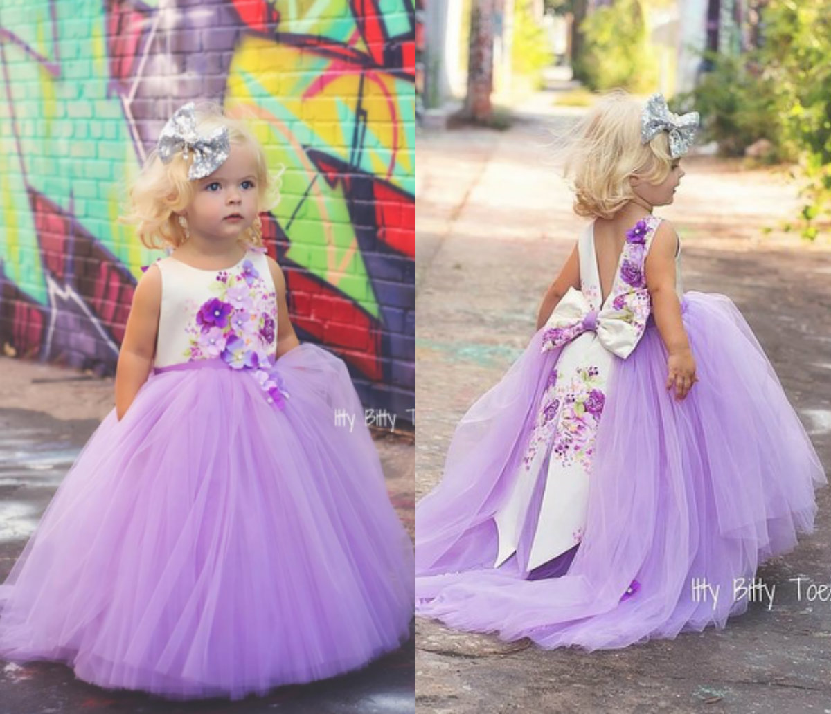 Cute Flower Girl Dresses For Wedding 3D Floral Applique Pearls Jewel Neck Girls Pageant Dress Birthday Party Gowns Big Bow