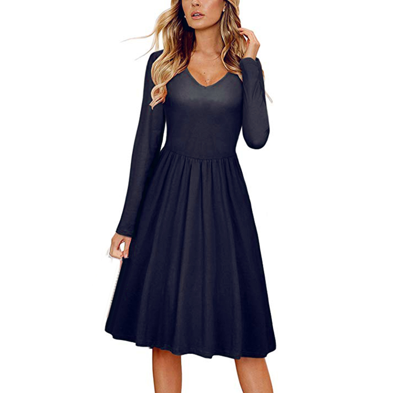 2019 New Ladies Dress Fashion Casual Sexy Open Back Long-Sleeved Vintage Solid Color Women Dresses, Black
2019 New Ladies Dress Fashion Casual Sexy Open Back Long-Sleeved Vintage Solid Color Women Dresses, Black