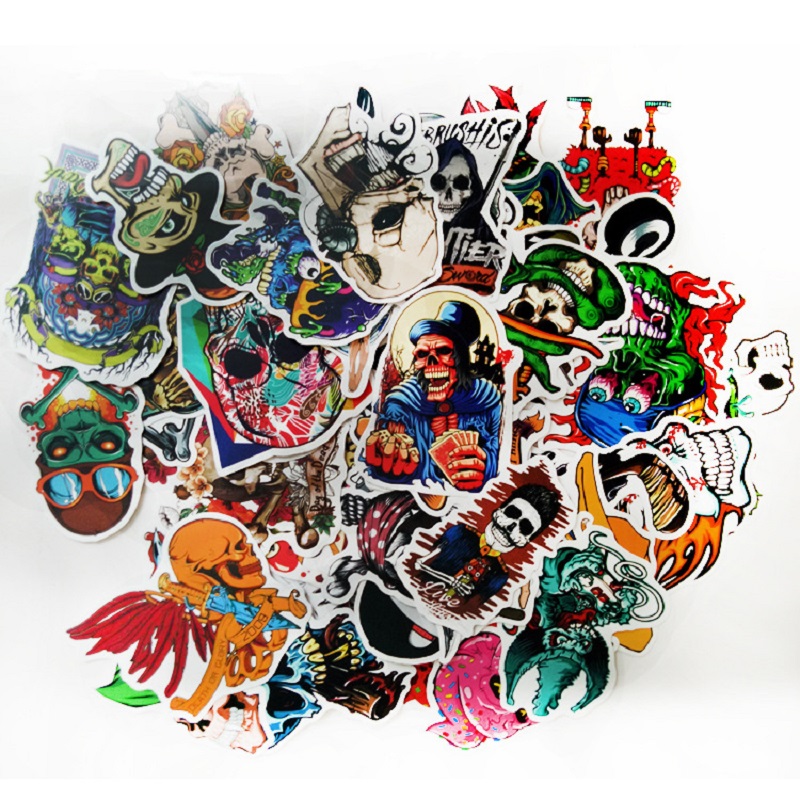 Waterproof Sunlight-Proof Stickers for Car Laptop Water Bottles Skateboard Bicycle Cars Decal Aesthetic Trendy Cool Skull