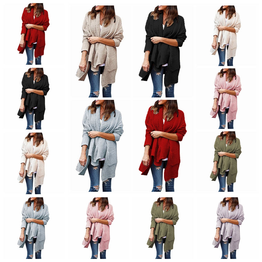 European sweater loose double pocket irregular lapel sweater pink red purple gray green black support mixed batch