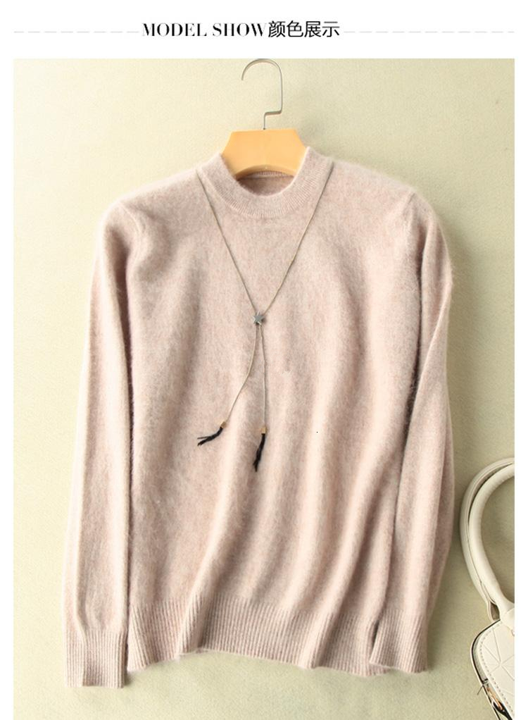 Super Warm Pure Mink Cashmere Sweaters and Pullovers Women Autumn Winter Soft Sweater Half Turtleneck Female Basic PulloversMX190928