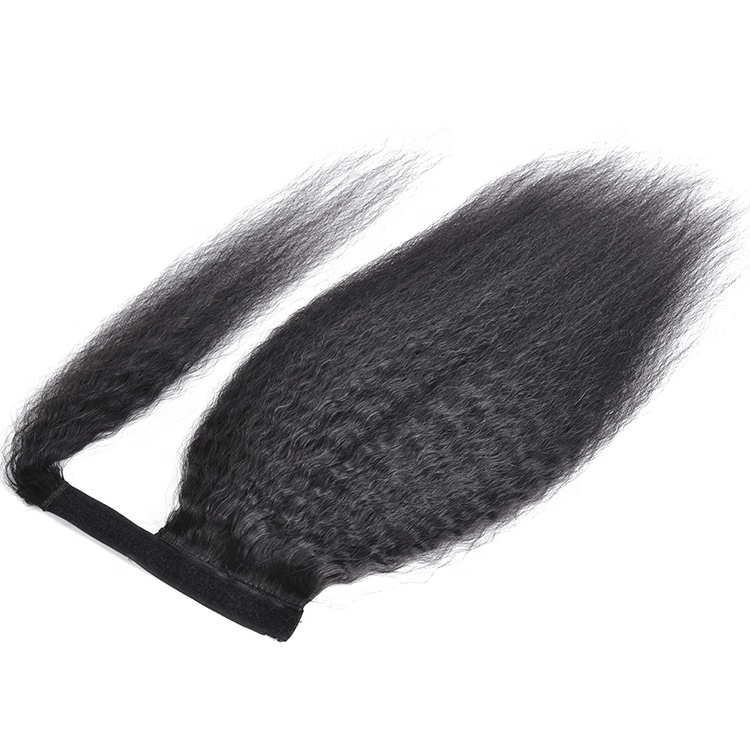 Brazilian Afro Kinky Straight Pony Tail Remy Wrap Around Drawstring Ponytail Human Hair Ponytail Extensions Clip Ins 120g