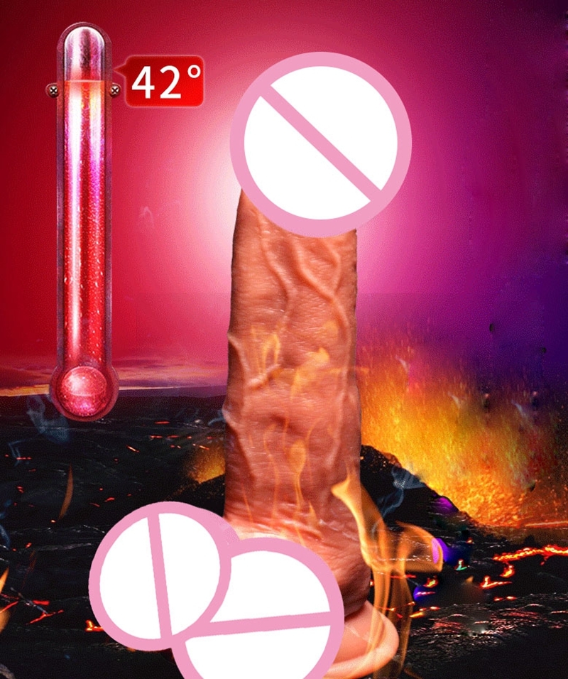 Telescopic Realistic Phalos With Suction Cup Heating Penis Wireless Remote Dick For Women Masturbator Dildo Anal Sex Toys Y200421