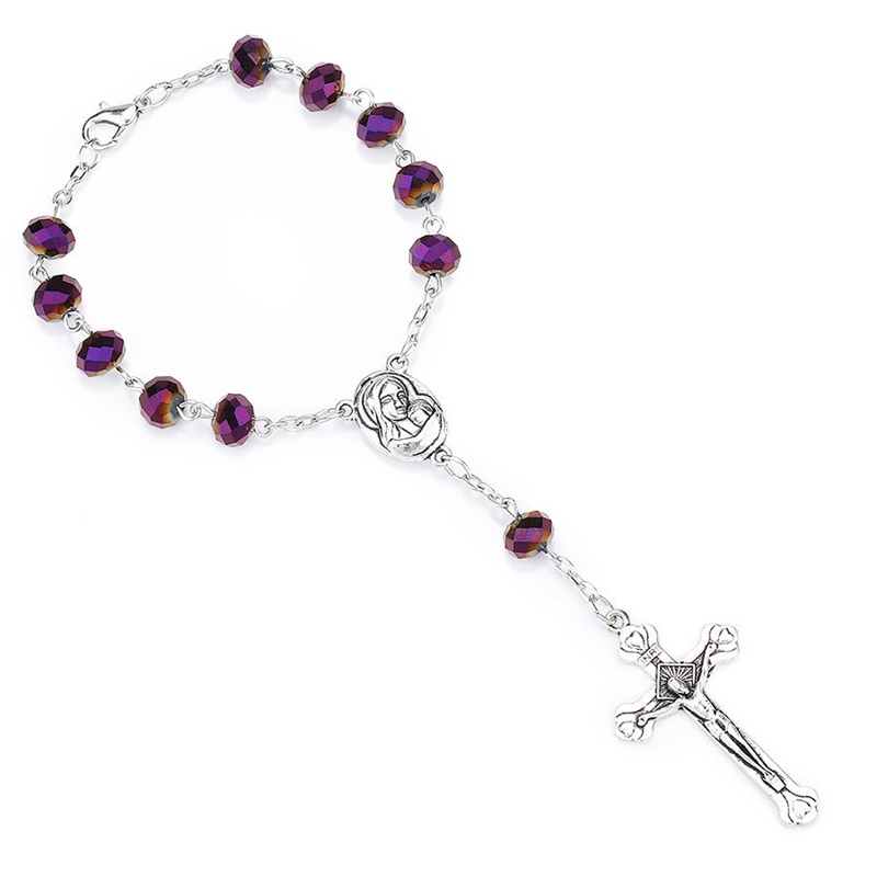 Religious Bracelet Purple Glass Pearl Imitation Rosary Children's Communion Baby's Baptism Favors Catholic Mini Rosary
Religious Bracelet Purple Glass Pearl Imitation Rosary Children's Communion Baby's Baptism Favors Catholic Mini Rosary