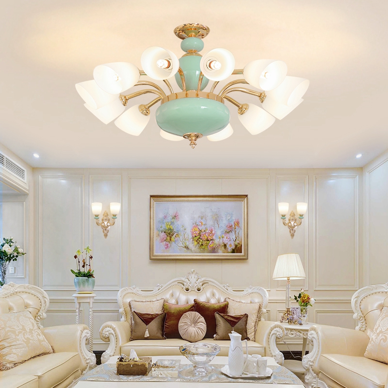 modern gold ceramic pendant lamp led light american sgold pendant lights fixture hanging lamps hotel hall living room home indoor lighting