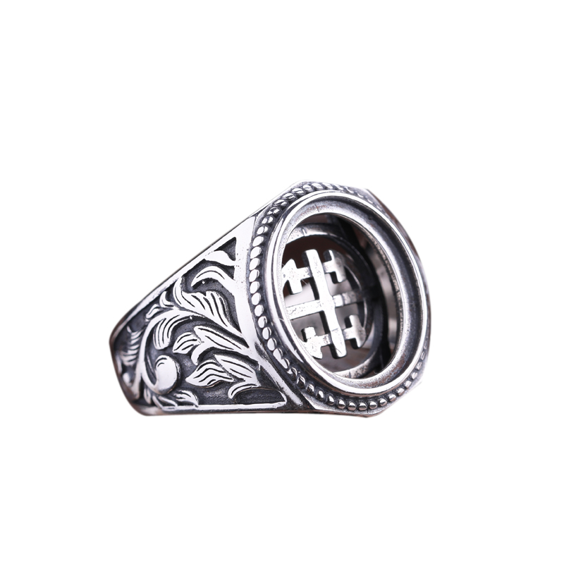 925 Silver Engagement Ring Unisex Sterling Semi Mount Ring Setting fit 12x15mm Oval Cabochon Amber Turquoise Art Deco Vintage