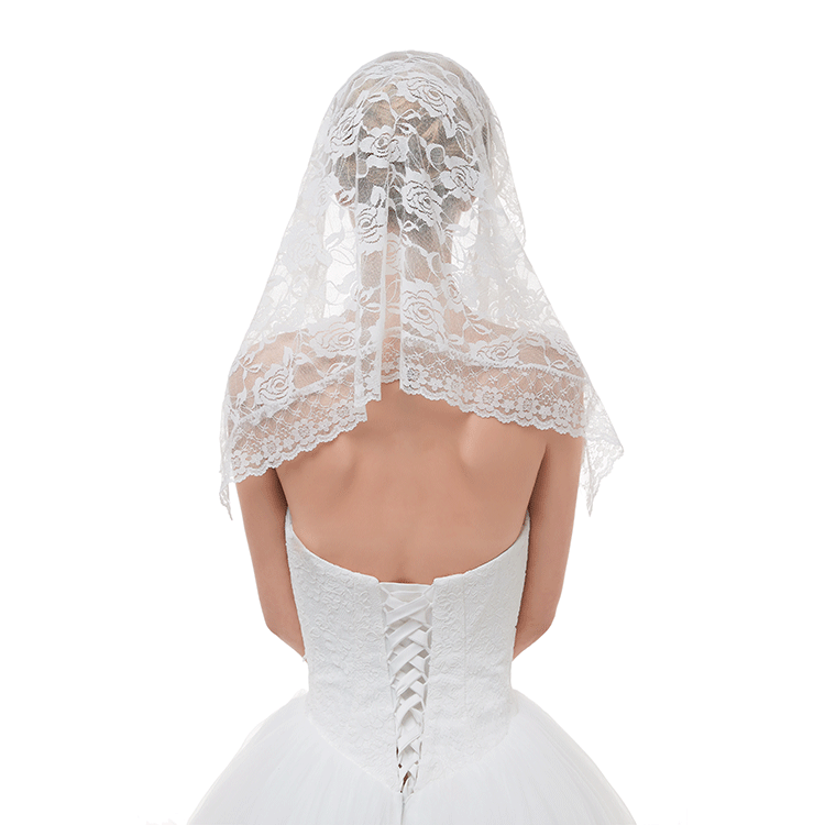 Bridal Veil Wedding Lace Headdress Wedding Accessories White Rose Lace Head Veils for Wedding Party Events Hair Accessory