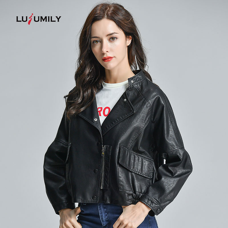 Lusumily 2019 Spring Autumn Harajuku Faux Leather Jacket Women Batwing Sleeve Pocket Black Biker Coat Female Pink Basic Outwear, Beige
Lusumily 2019 Spring Autumn Harajuku Faux Leather Jacket Women Batwing Sleeve Pocket Black Biker Coat Female Pink Basic Outwear, Beige