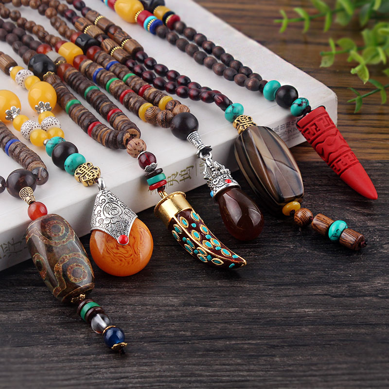 WEIYU Nepal Buddhist Mala Wood Beads Necklaces Natural Stone Pendant Necklace Ethnic Horn Long Statement Necklace For Women Men
WEIYU Nepal Buddhist Mala Wood Beads Necklaces Natural Stone Pendant Necklace Ethnic Horn Long Statement Necklace For Women Men