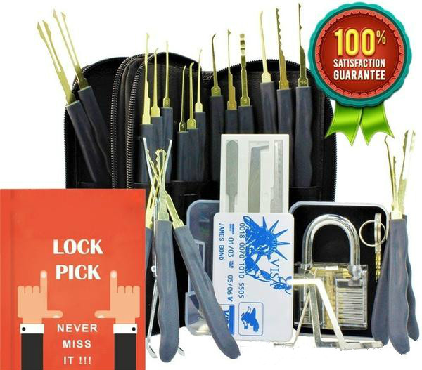 24 Piece GOSO Lock Picking Tool Set LockSmith Practice Lock Pick Tool Set with Transparent Padlock Credit Card Lock Pick Set
24 Piece GOSO Lock Picking Tool Set LockSmith Practice Lock Pick Tool Set with Transparent Padlock Credit Card Lock Pick Set