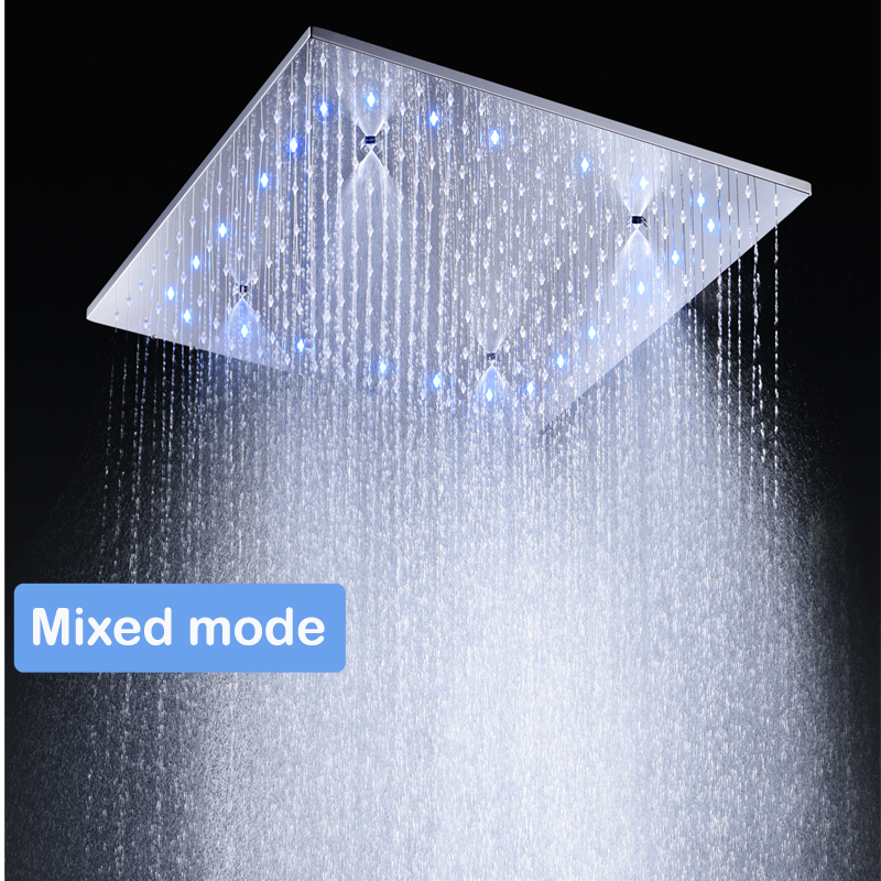 Color Changing SPA Mist Rainfall Shower Head 16"/20" Temperature Sensor LED Faucets Bathroom Rain Overhead Panel
