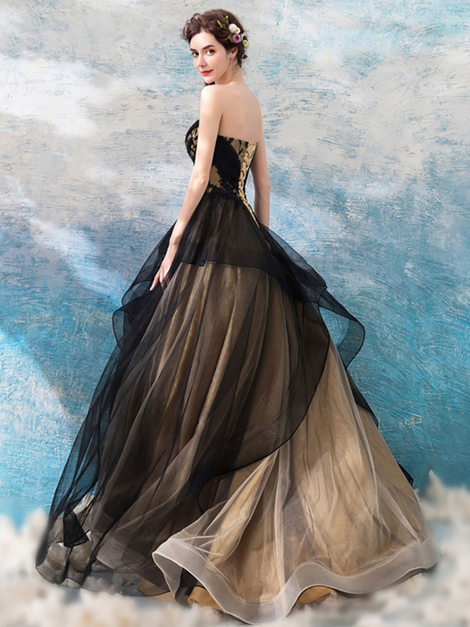 Evening Dresses Strapless Sleeveless Black Floor Length Elegant Formal Dress for Party Fashion Designer