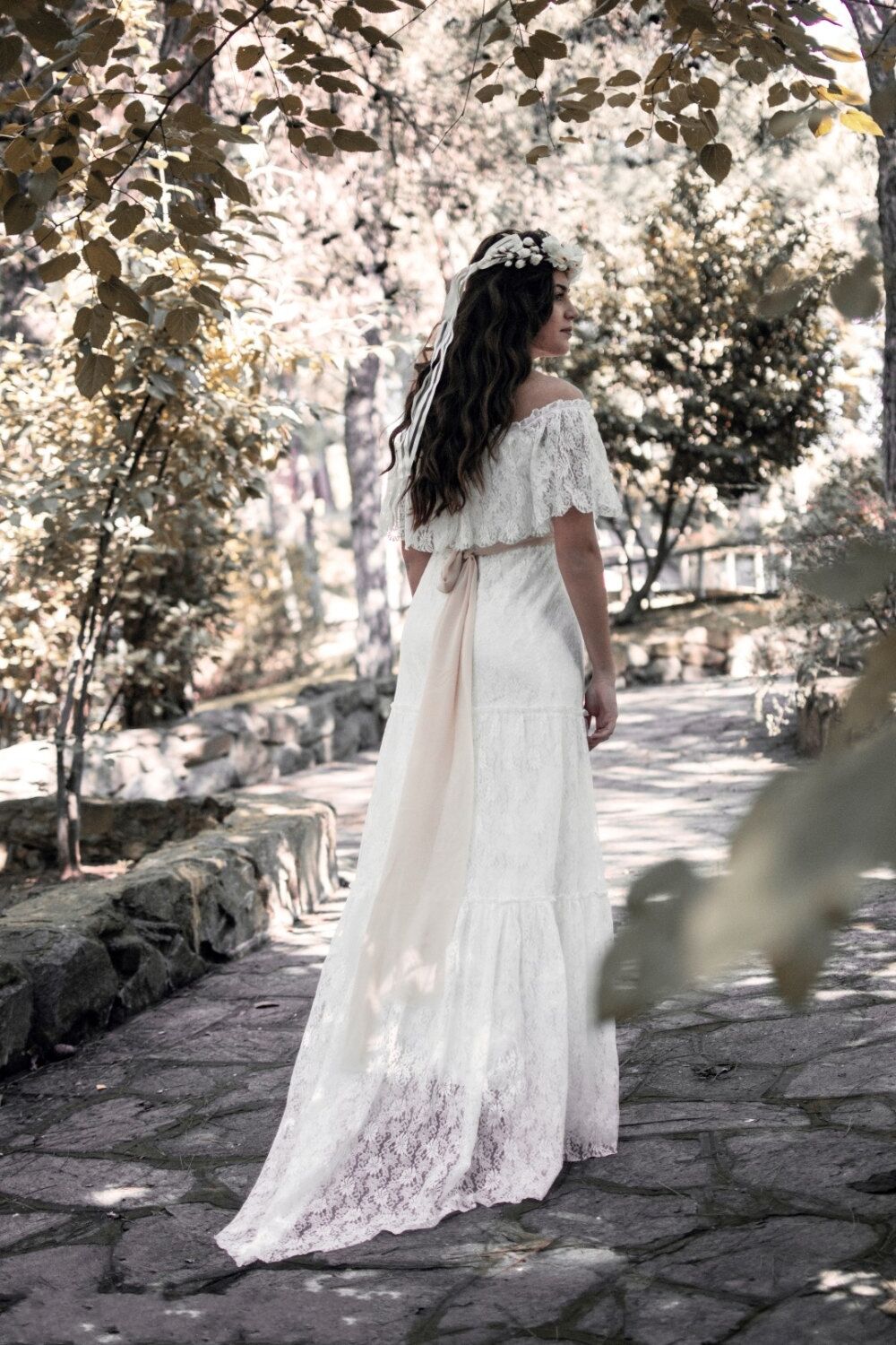 Beach Bohemian Country Full Lace Dresses 2019 Plus Size Boho Bridal Vestidos De Novia Wedding Gowns A Line Off The Shoulder 0510