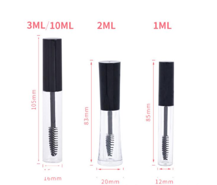 Empty Black Eyelash Tube Mascara Cream Vial Container 1ml 2ml 3ml 10mL Fashionable Refillable Bottles Makeup Tool Accessories