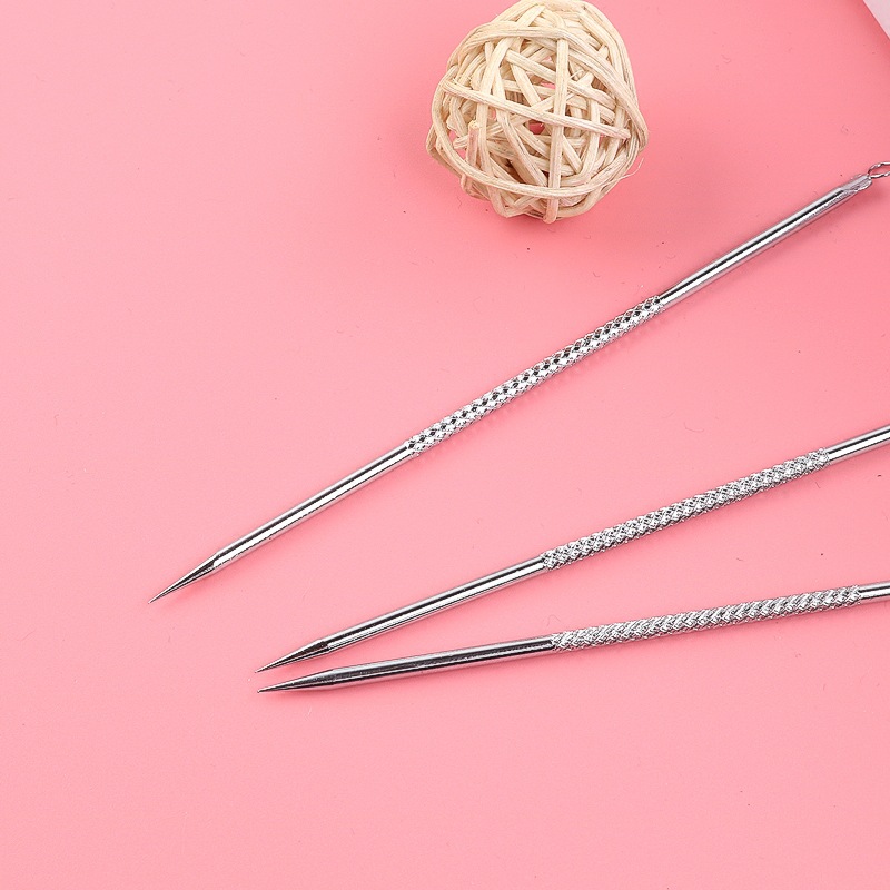 New Silver Blackhead Comedone Acne Blemish Extractor Remover Cosmetic Tool Stainless Needles Remove Tool 8cm WB2211