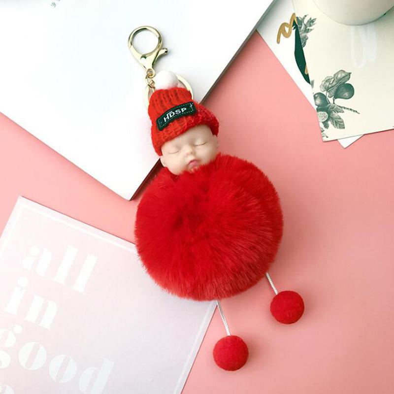 10pcs/Lot Party Favors Dream Doll Sleep Cuteness Baby Hair Ball Key Chain For Diy Bag Charm And Car Keyring Accessory Small Gift