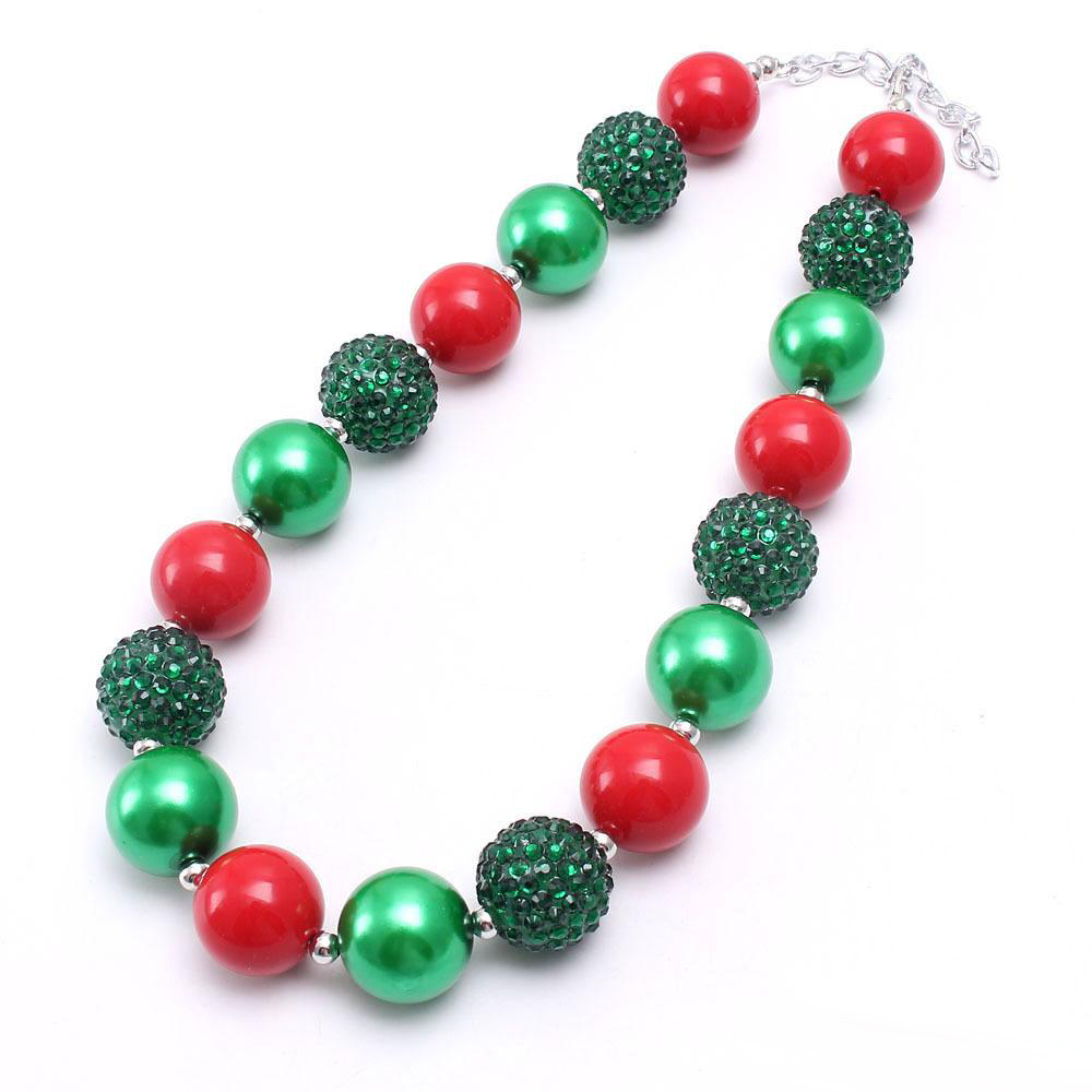 Christmas Chunky Necklace bracelet 2pcs Set Kids Girl bubble beads boutique holiday Jewelry Sets Girl Gift