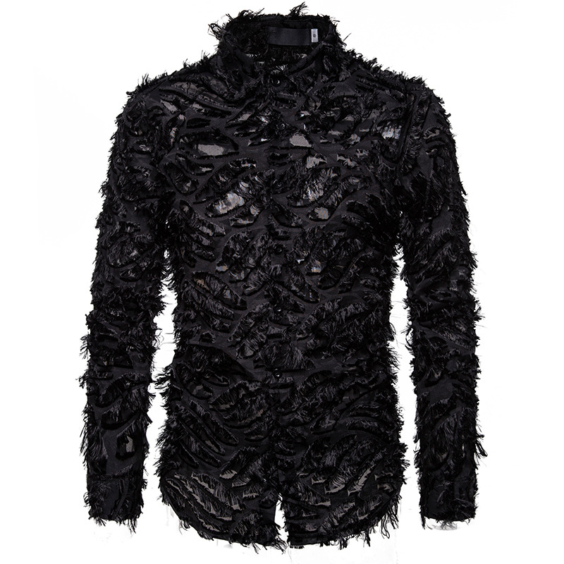 Sexy Black Feather Lace Shirt Men 2020 Fashion Brand Nightclub Singer Mens Dress Shirts Event Party Prom Camisa Social Masculina, White;black
Sexy Black Feather Lace Shirt Men 2020 Fashion Brand Nightclub Singer Mens Dress Shirts Event Party Prom Camisa Social Masculina, White;black