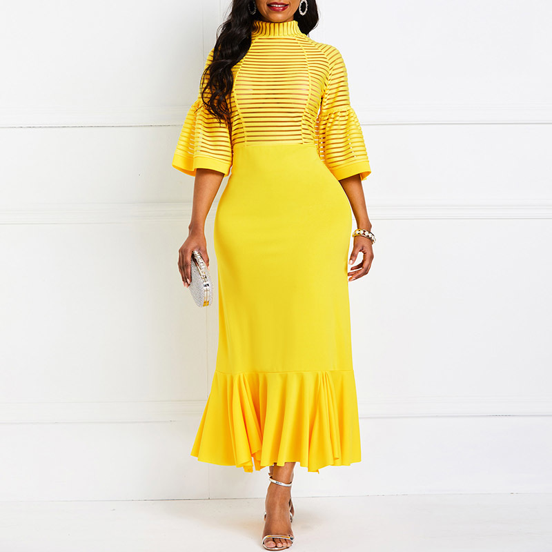 Summer autumn clothing sexy club net yarn perspective beautiful party long party clothing LY191116