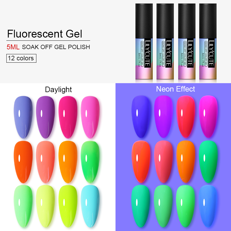 LILYCUTE Fluorescent Neon Gel Nail Polish Glow In Dark Nail Gel UV Soak Off LED Semi Permanent Soak Off Varnish 12 Colors, 5ml132
LILYCUTE Fluorescent Neon Gel Nail Polish Glow In Dark Nail Gel UV Soak Off LED Semi Permanent Soak Off Varnish 12 Colors, 5ml132