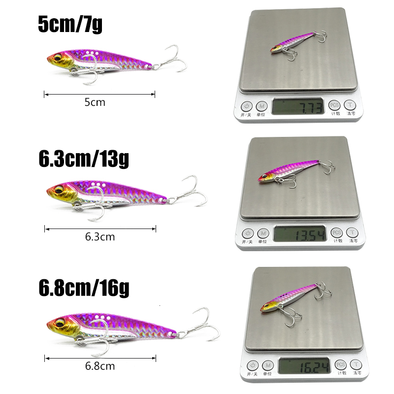 AIOUTE 2019 new arrival 6 color luminous Metal VIB Fishing Fishing Lures Crankbait vibration spoon Spinner sinks bait T191016