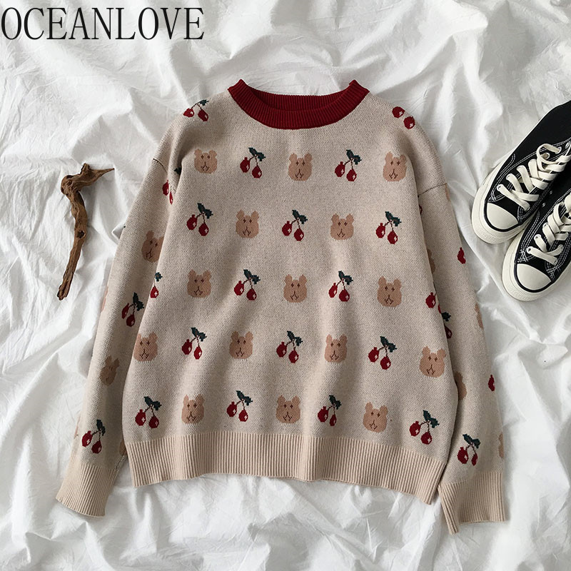 OCEANLOVE Cartoon Women Sweaters Atumn Winter Fashion Vintage Print Pullovers 2020 Korean Girls Ropa Mujer Warm Soft 17302, Photo color
OCEANLOVE Cartoon Women Sweaters Atumn Winter Fashion Vintage Print Pullovers 2020 Korean Girls Ropa Mujer Warm Soft 17302, Photo color