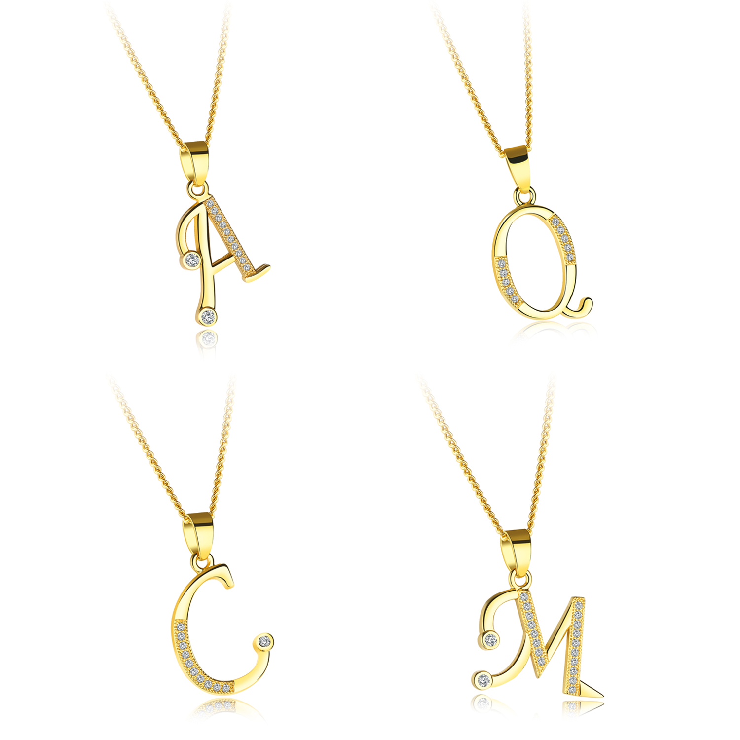 Unisex Small Pave Initial Alphabet Letter Pendant, Curb Chain Necklace in Gold Tone, Silver
Unisex Small Pave Initial Alphabet Letter Pendant, Curb Chain Necklace in Gold Tone, Silver