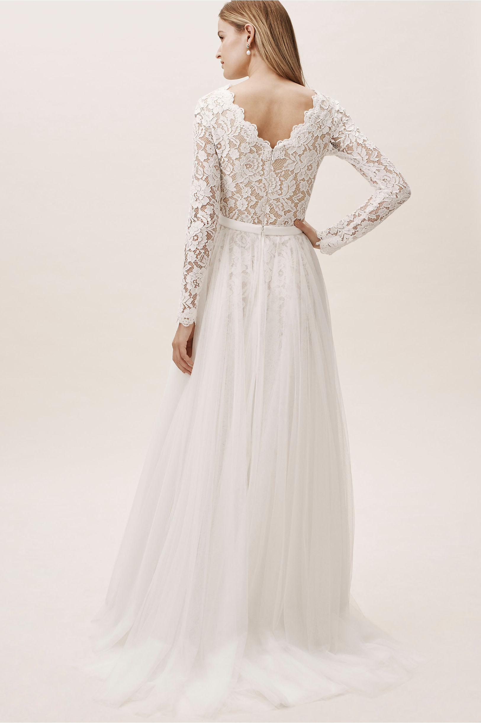 2019 Bhldn Country Wedding Dresses With Detachable Overskirts V Neck Sweep Train A Line Long Sleeves Bridal Gowns Boho Wedding Dress