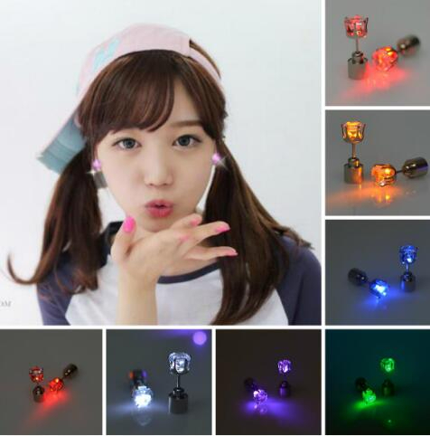 Stud Earrings Women Men Punk Rock LED Bling Light Up Earrings Ear Studs Party Jewelry Gift Channel Earrings
