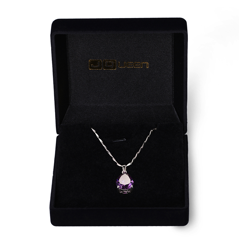 Fashion- Wholesale 925 Sterling Silver Jewelry Pearl Cut Waterdrop Amethyst Pendant Necklace for Women's Clothing & Accessories X912