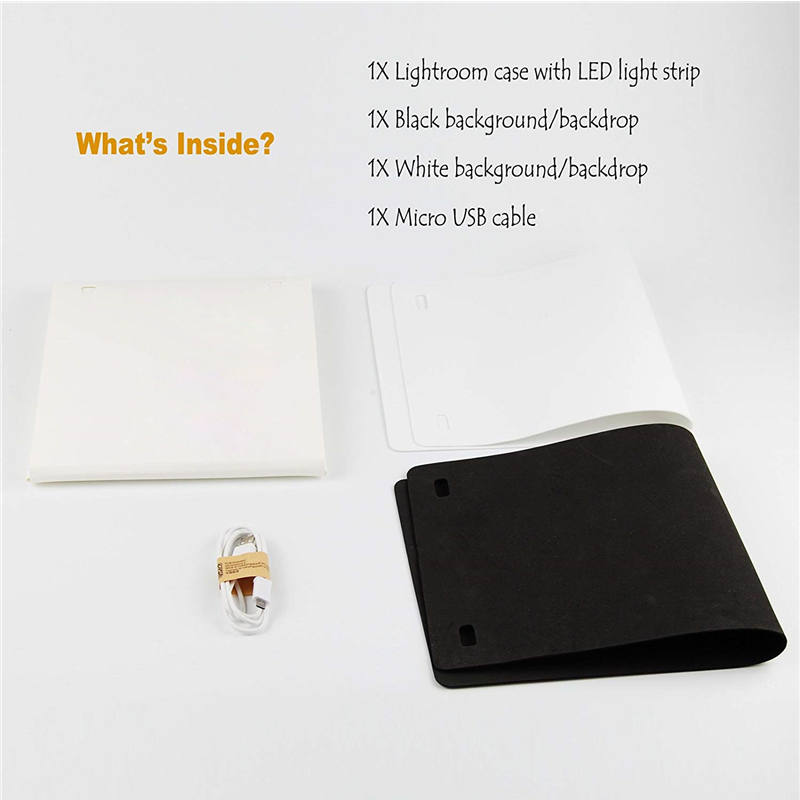 Portable Folding Lightbox Photography Table Top Light Including White Black Background USB Cable Power for Photo Background