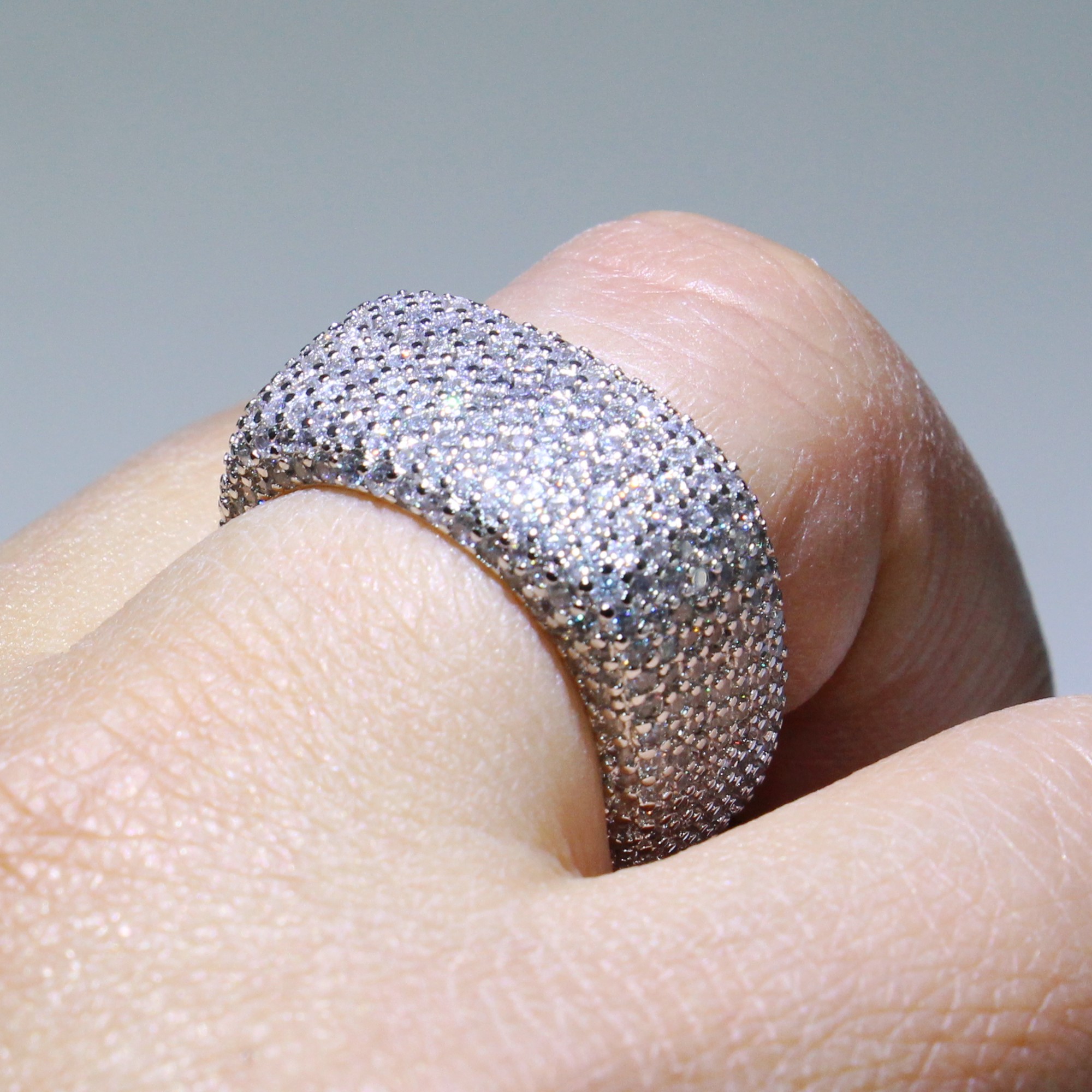 Stunning New Arrival Luxury Jewelry 925 Sterling Sillver Full Micro Pave White Sapphire CZ Gemstones Women Wedding Engagement Finger Ring