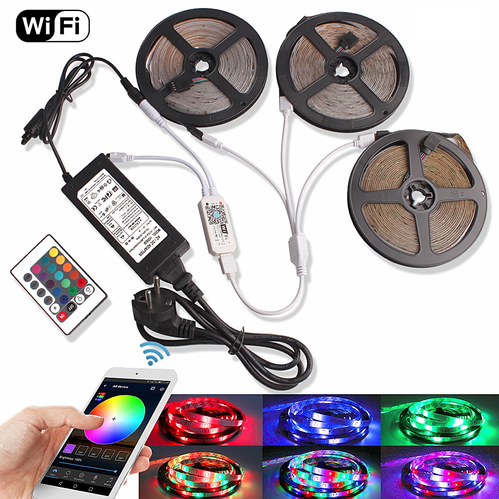 2835 LED Strip Light RGB WiFi 10M 5M 15M DC 12V Waterproof Ribbon Tira LED Diode Tape 60 LEDs/m Remote Controller +Power Adapter
2835 LED Strip Light RGB WiFi 10M 5M 15M DC 12V Waterproof Ribbon Tira LED Diode Tape 60 LEDs/m Remote Controller +Power Adapter