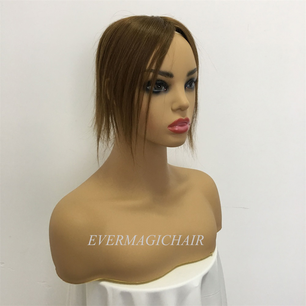 Toupee Hairpiece For Women Brazilian Virgin Hair Straight Human Hair 2.5x5inch Silk Base Clip In Human Hair Extension Brown Color