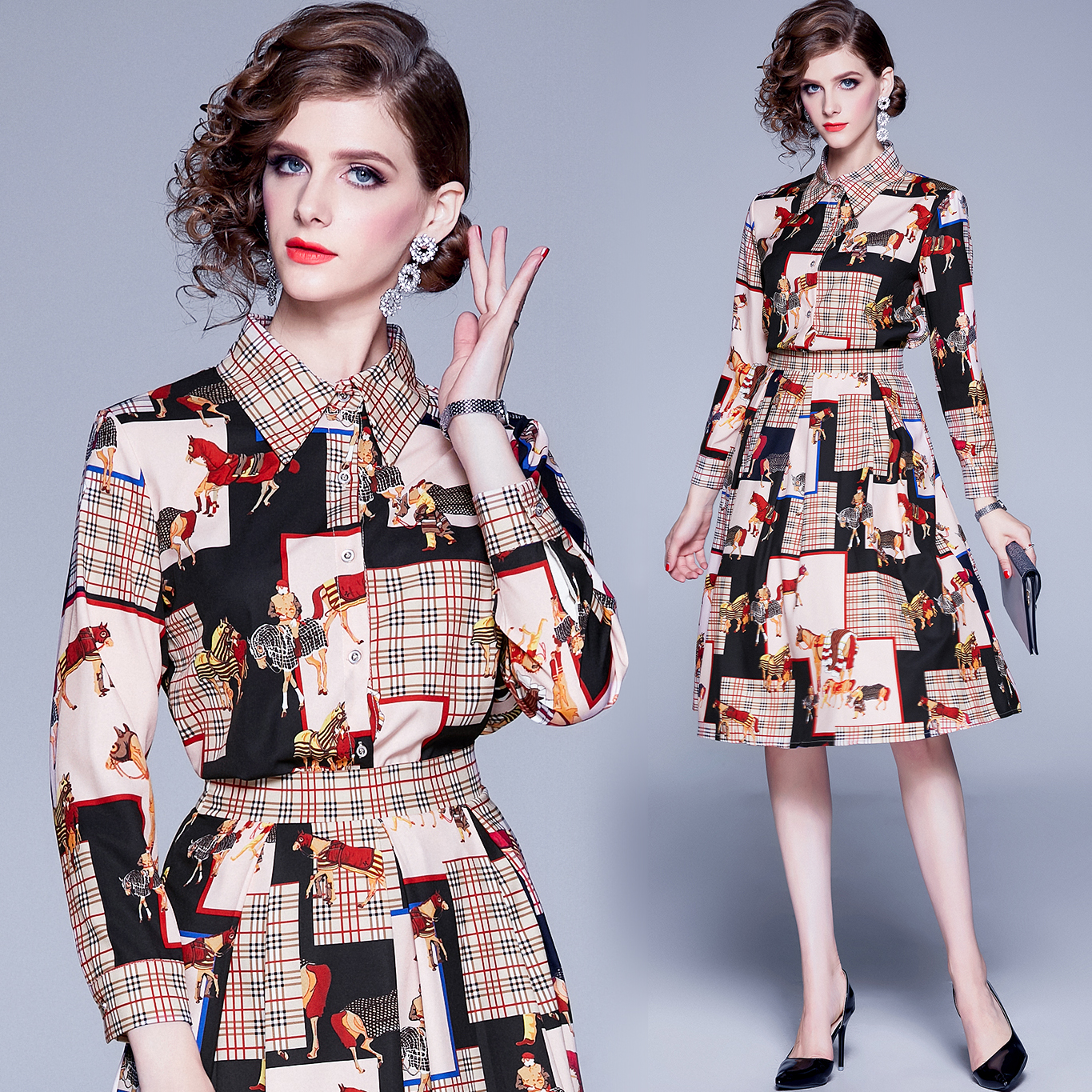 Hot Sale Plaid Two Pieces Sets Dress Spring Fall Runway Women's Long Sleeve Shirt+ Skirt Suit Office Lady Business Slim Party Prom Dresses, Black;gray
Hot Sale Plaid Two Pieces Sets Dress Spring Fall Runway Women's Long Sleeve Shirt+ Skirt Suit Office Lady Business Slim Party Prom Dresses, Black;gray
