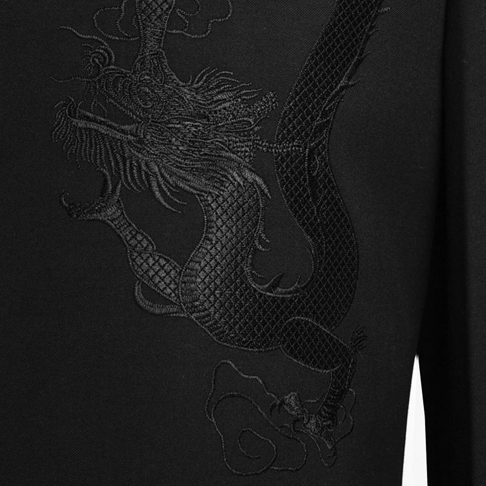 Black Chinese Tunic Men's Traditional Stand Collar Suits Apec Leader Costume Male Embroidery Dragon Totem Suit Big size 4XL C18122501