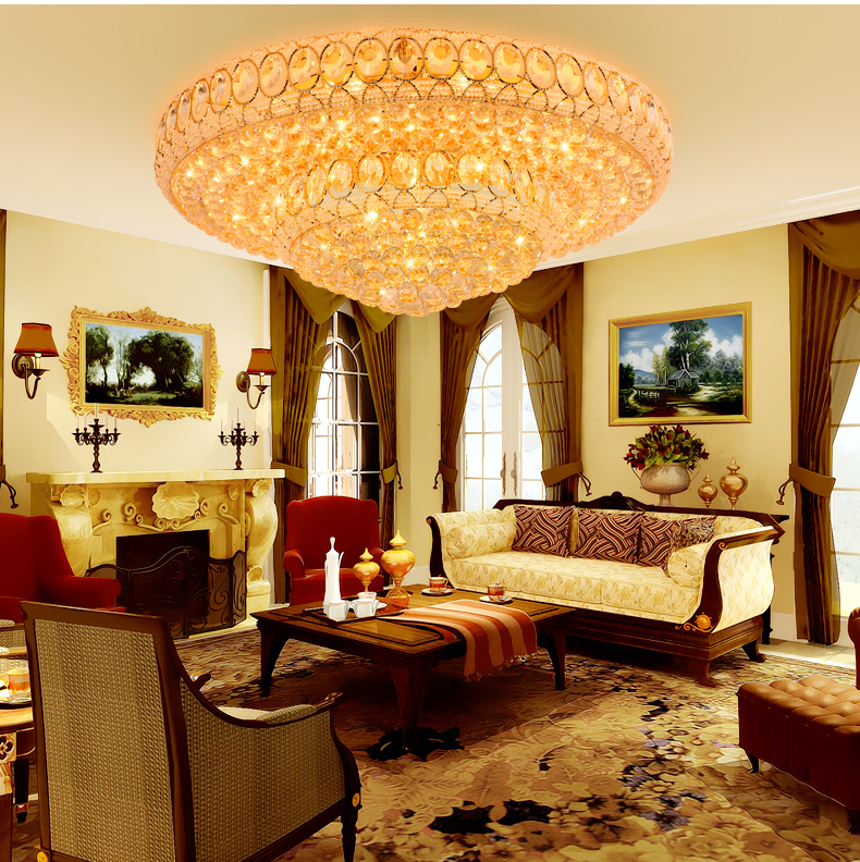 LED Modern Crystal Ceiling Lamps American Golden Crystal Ceiling Lights Fixture Foyer Living Room Bed Room Foyer Home Indoor Lighting
