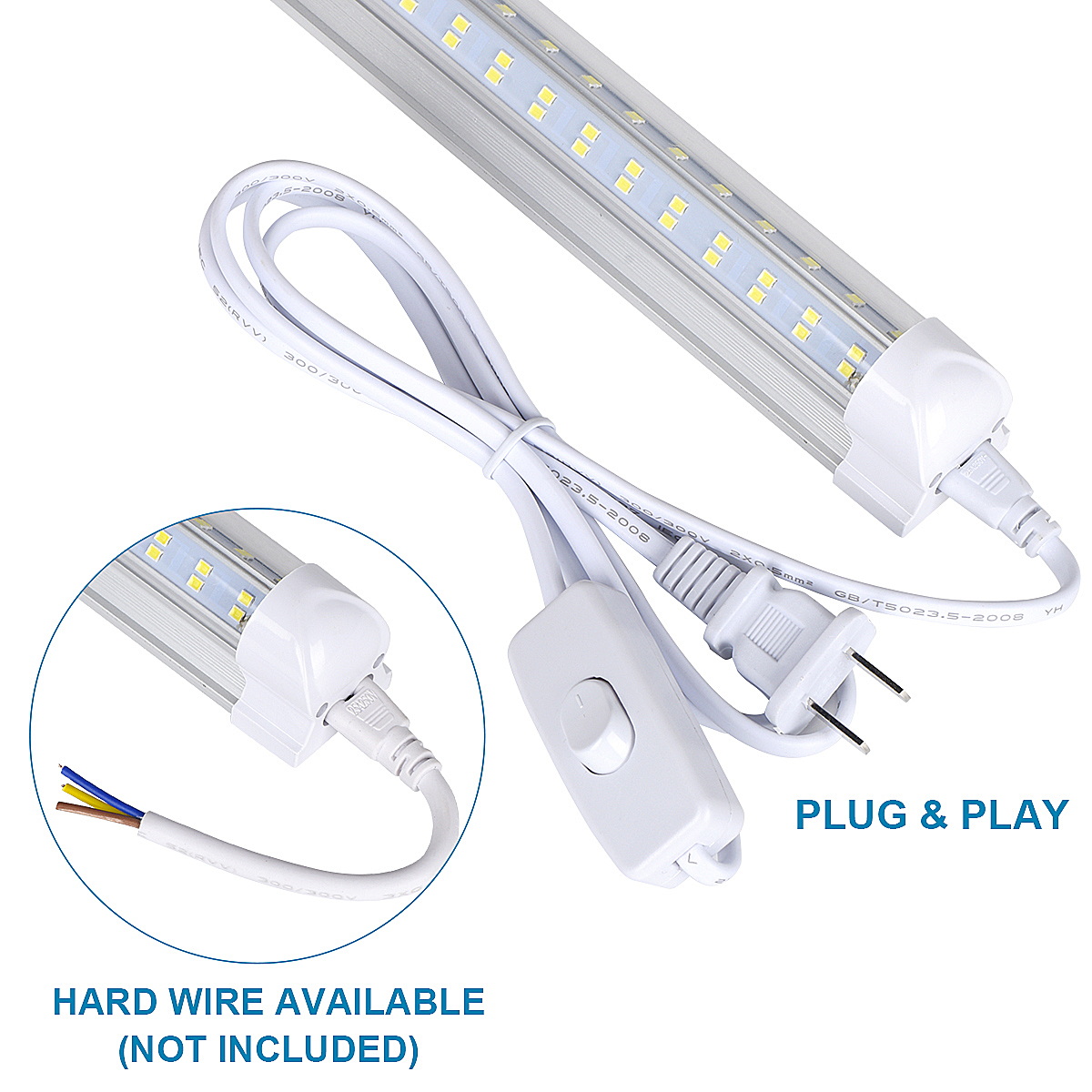 8Ft Led Shop Lights 8 feet Cooler Door Freezer LEDS Tubes Lighting Fixture 4 Row 144W 14400 lm V Shape Fluorescent Clear Cover Linkable Surface Mount 