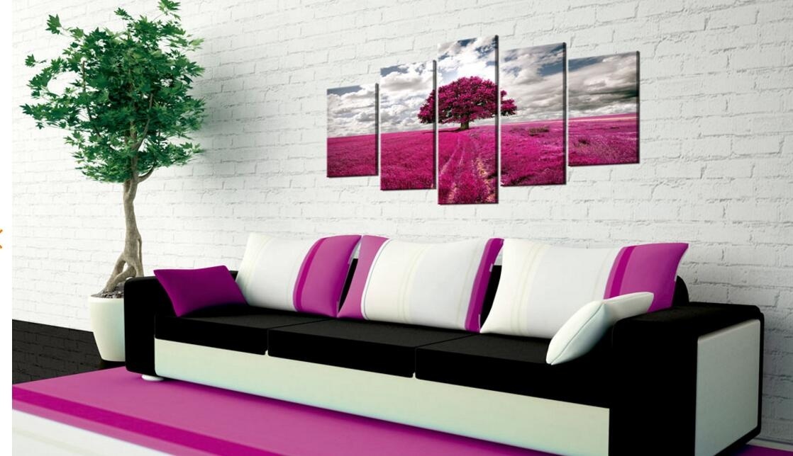 ( No Frame)5PCS/Set Modern Tree of Hope Art Print Frameless Canvas Painting Wall Picture Home Decoration